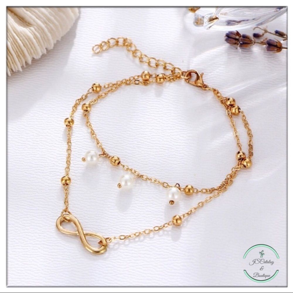 Infinity Alloy Chain Pearly Anklet